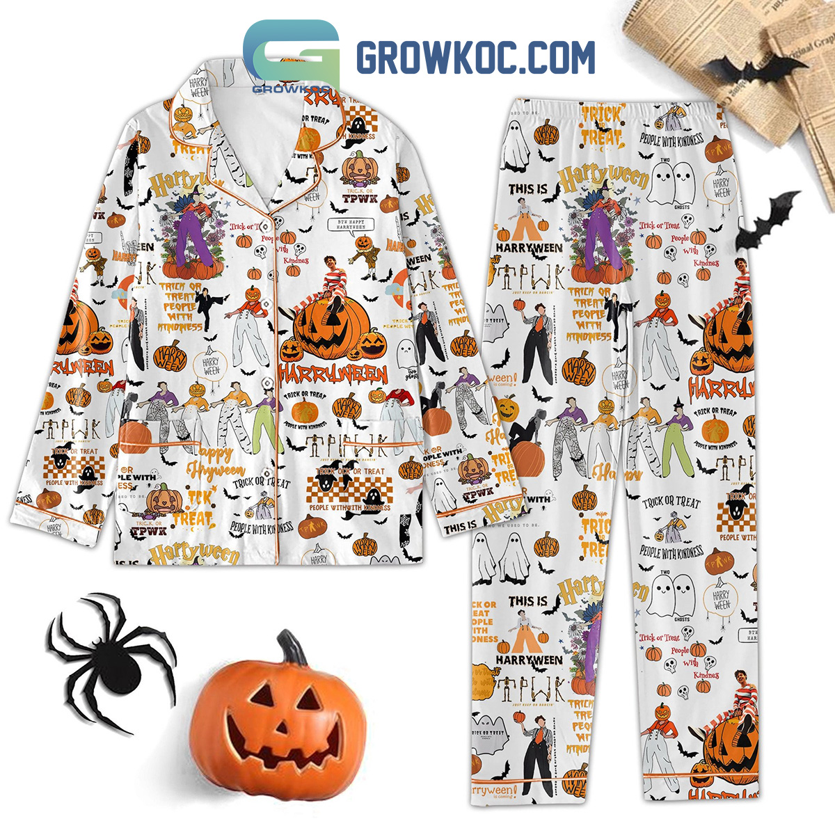 Harry Styles Happy Halloween Pumpkin This Is Harryween Pajamas Set2B1 ldAnN