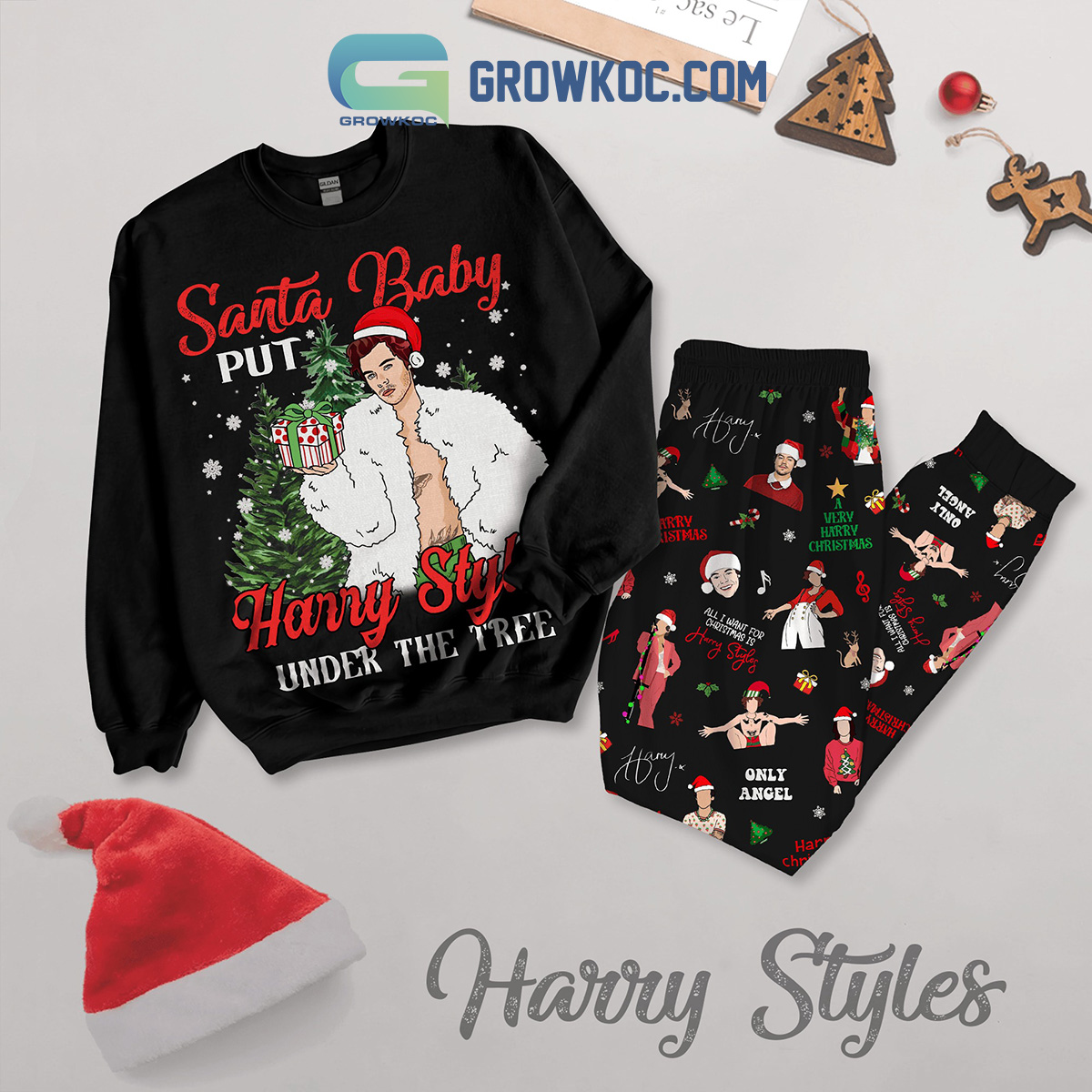 Harry Styles Only Angel Christmas Fleece Pajamas Set2B1 Ygqop