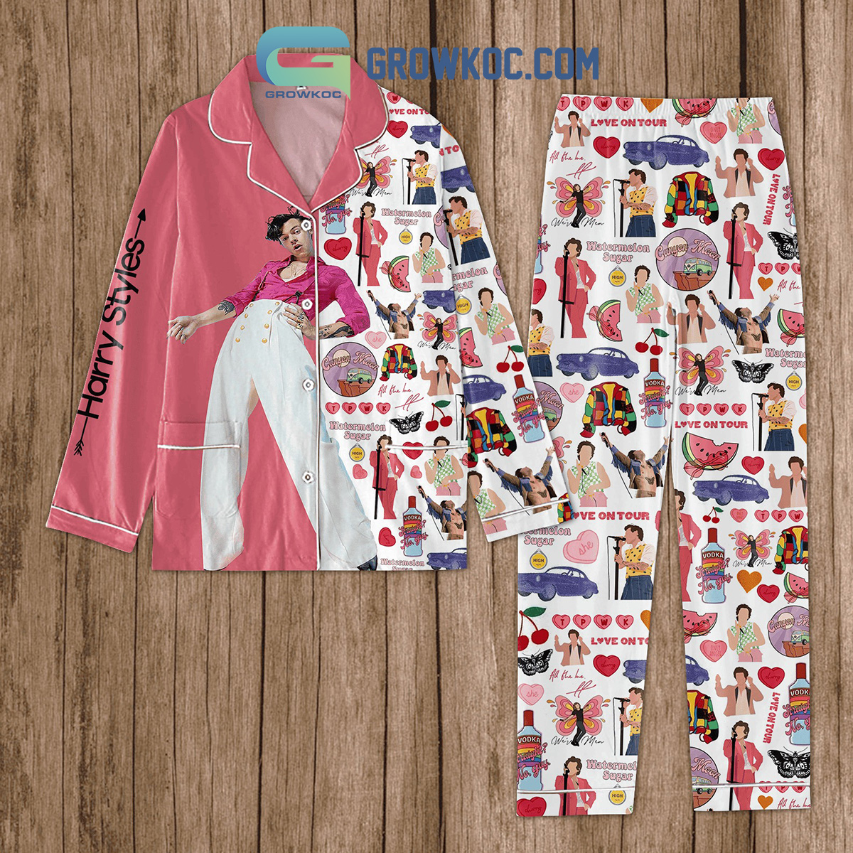 Harry Styles Watermelon Sugar Pink Fan Love Polyester Pajamas Set2B1 KzkZE