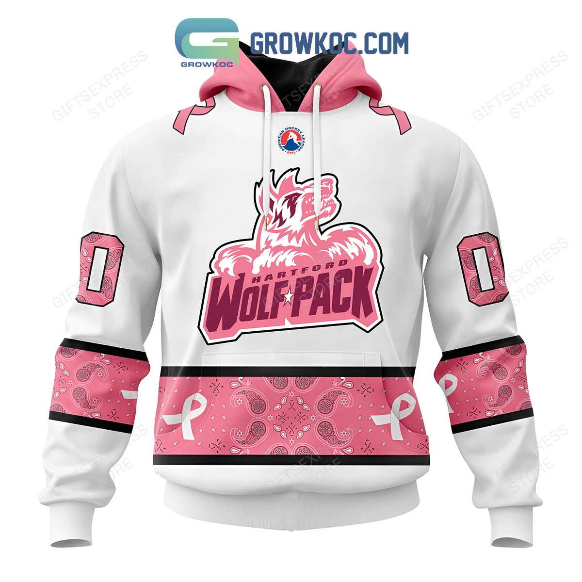 Hartford Wolf Pack Breast Cancer Personalized Hoodie Shirts2B1 FvFjl