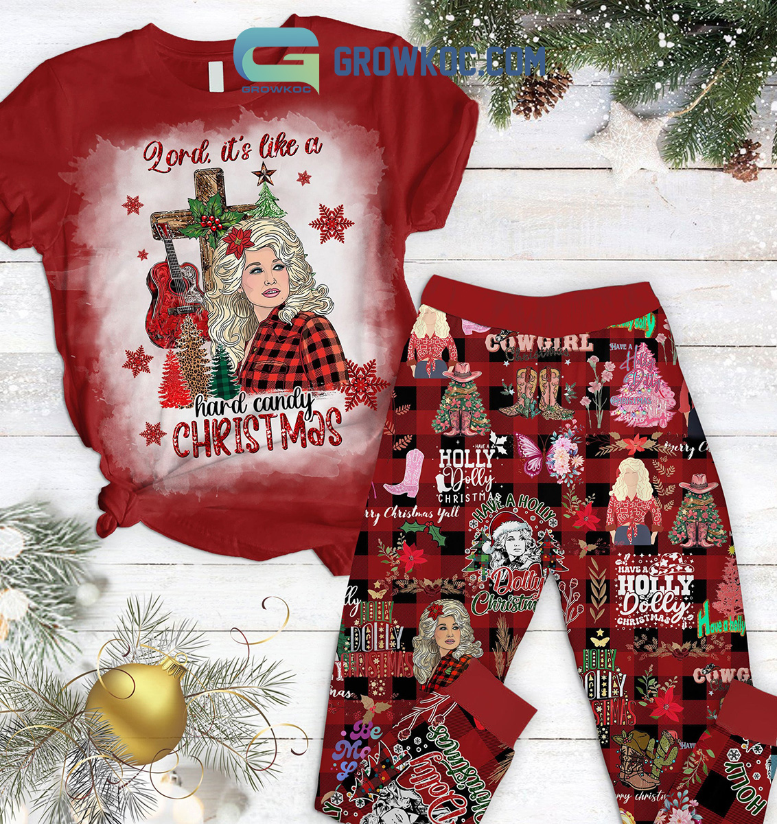 Have A Holly Dolly Christmas Cowgirl Pajamas Set2B1 K8af9