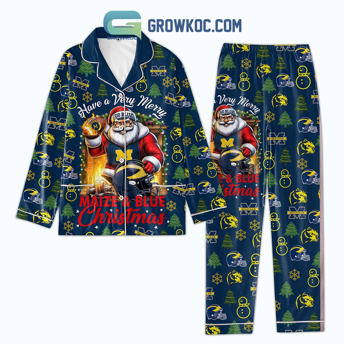 Have A Very Merry Maize And Blue Christmas Pajamas Set2B1 xzlIG