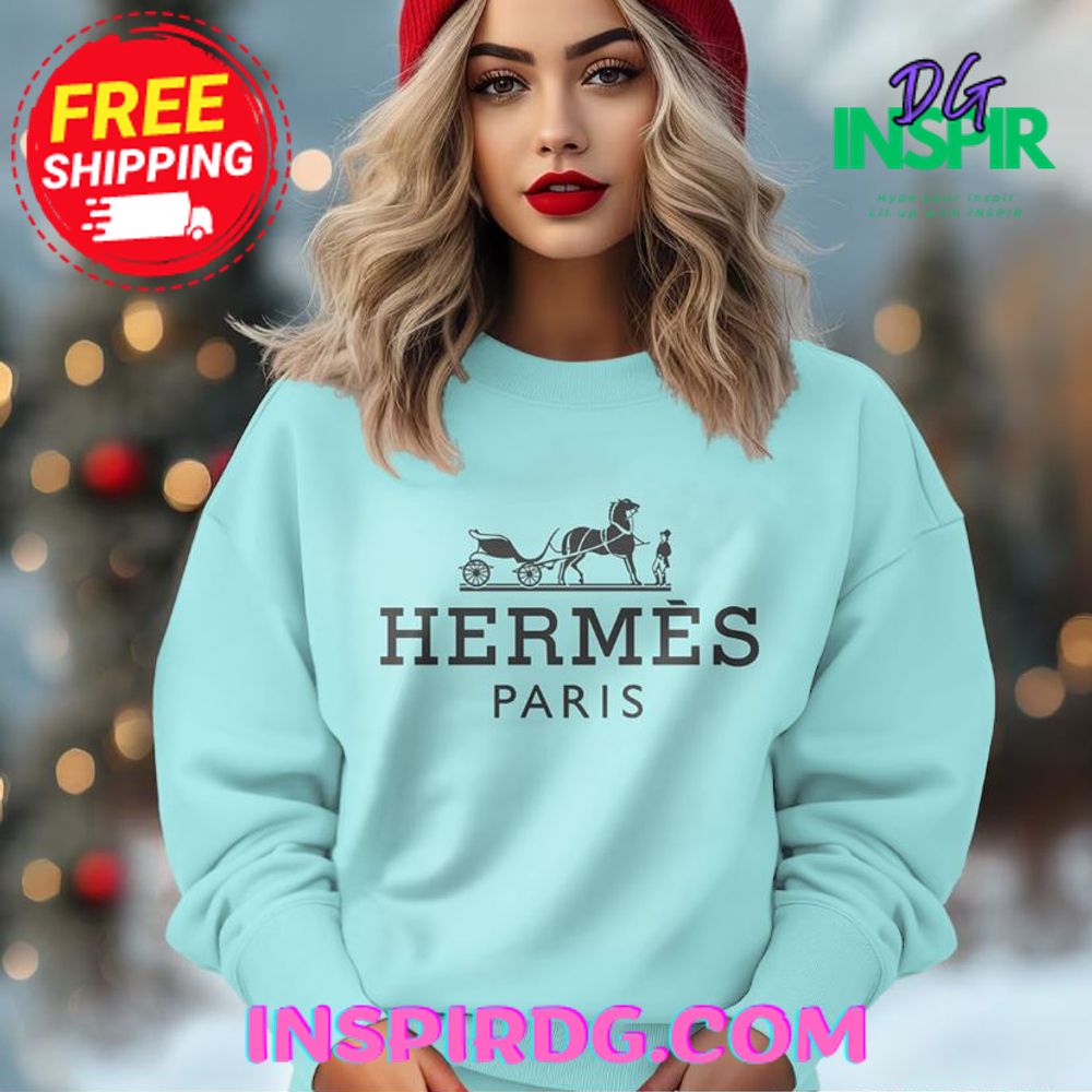 Hermes Paris Blue Basic Sweatshirt 1