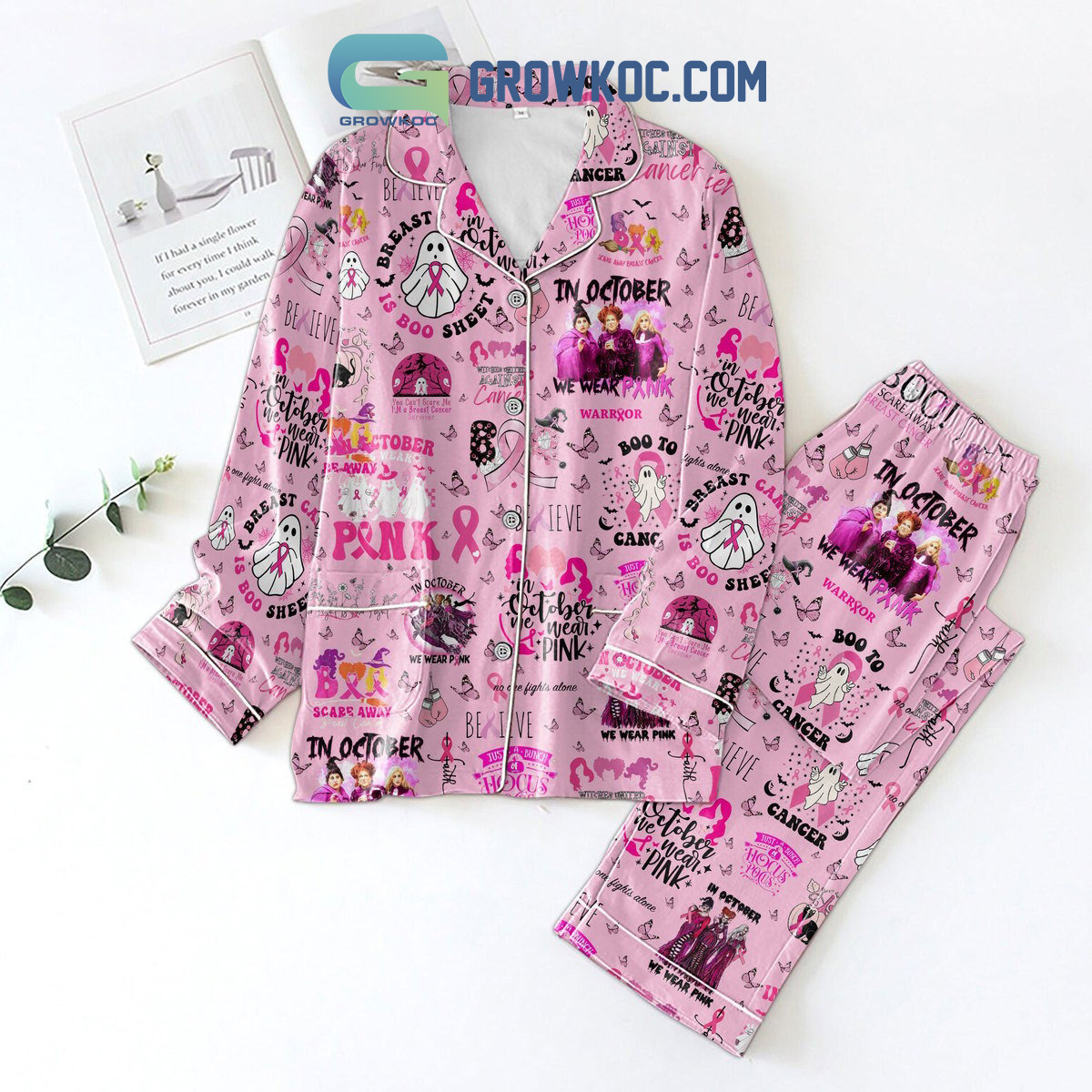 Hocus Pocus Breast Cancer Awareness We Wear Pink Pajamas Set2B1 HTsAj