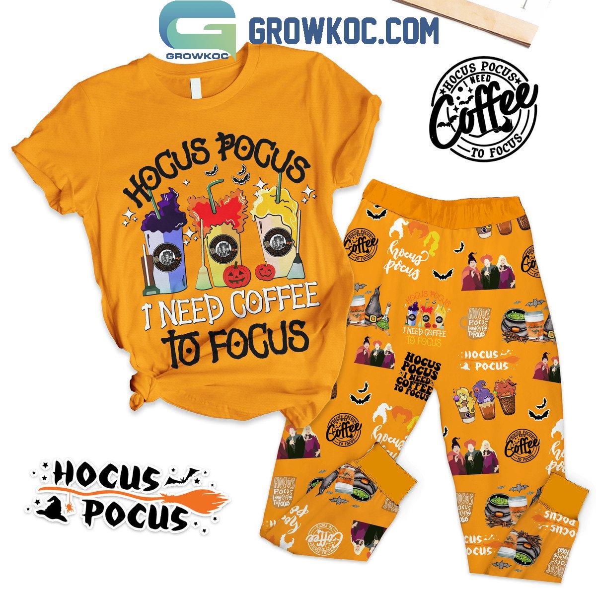 Hocus Pocus I Need Coffee To Focus Fleece Pajamas Set 1 qsPjF