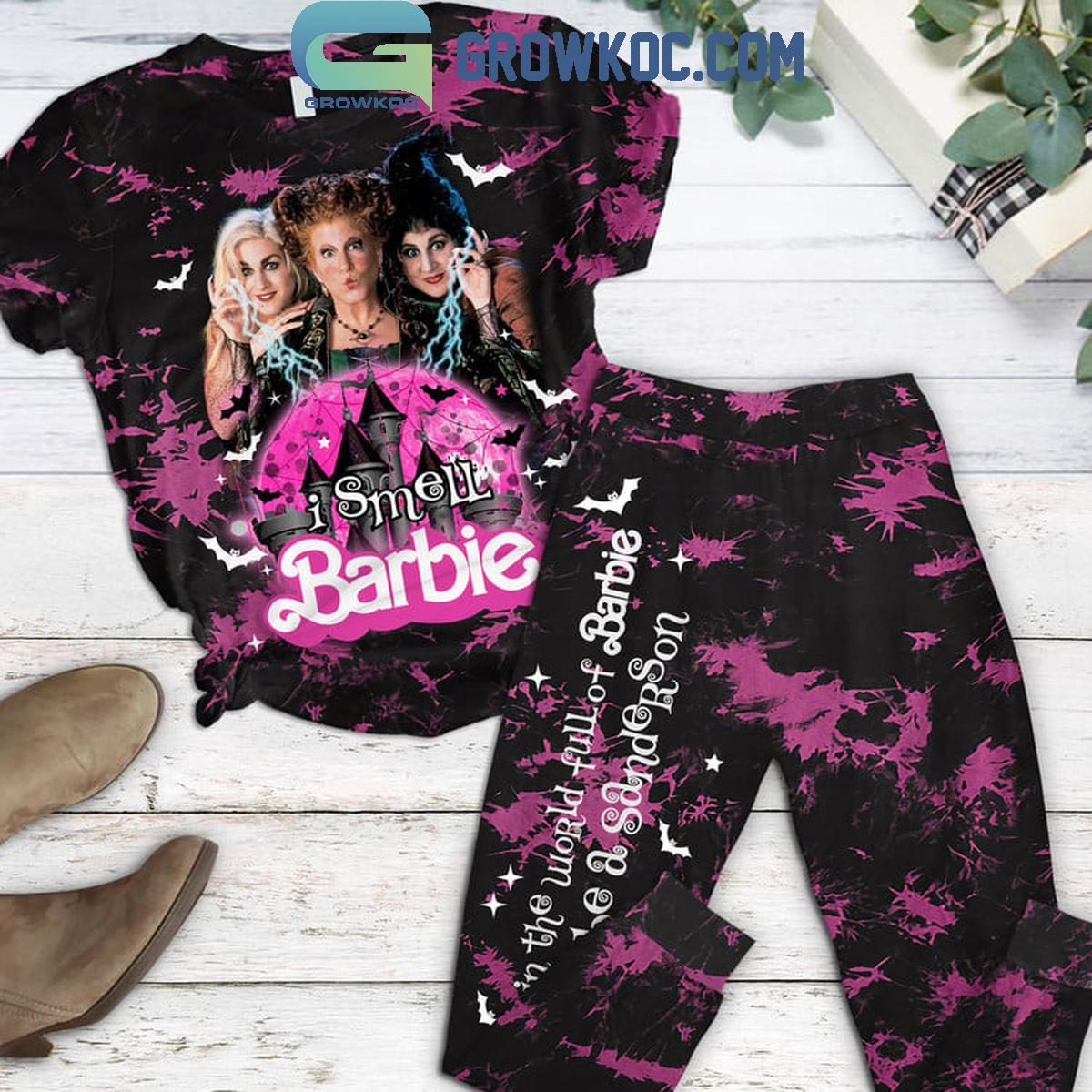 Hocus Pocus I Smell Barbie Fan Fleece Pajamas Set 1 sqg6b