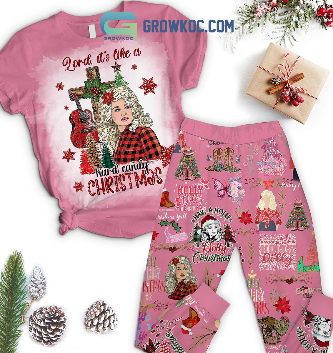 Holly Dolly Christmas Lord Its Like A Hard Candy Christmas Pajamas Set2B1 EvU8I