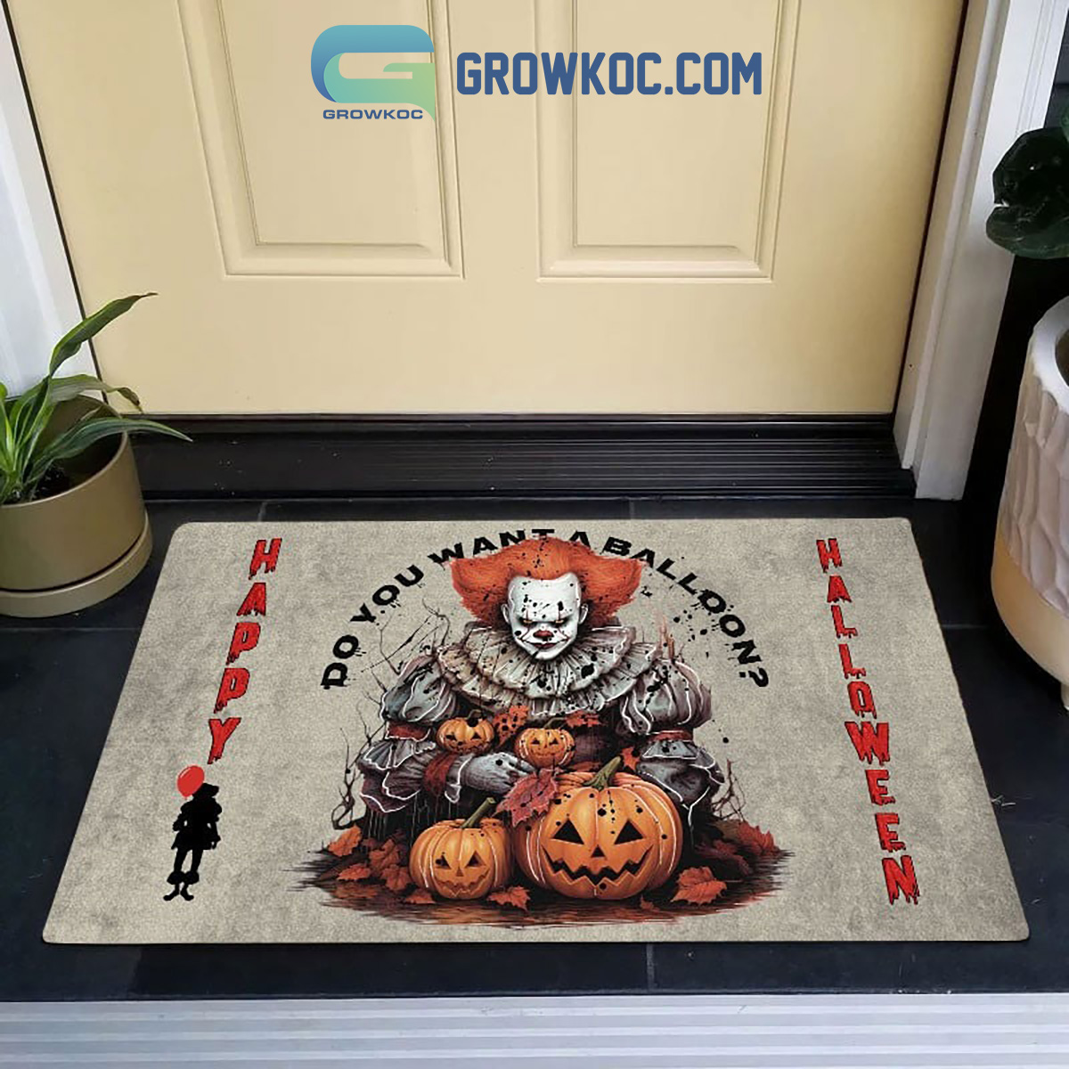 Horror Movies Do You Want A Balloon Happy Halloween Doormat2B1 HsZLu