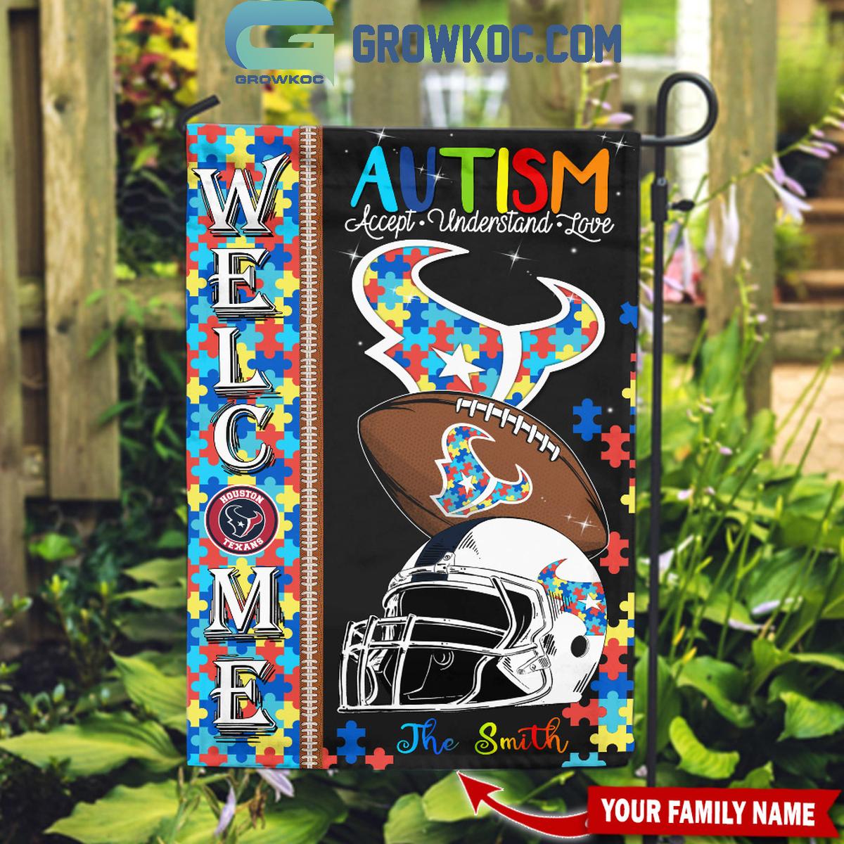 Houston Texans Autism Accept Understand Love Personalized Flag 1 RHzb8