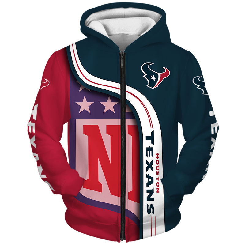 Houston Texans Pullover 3D Hoodie With Zip Up All Over Print For Nfl Fans 0