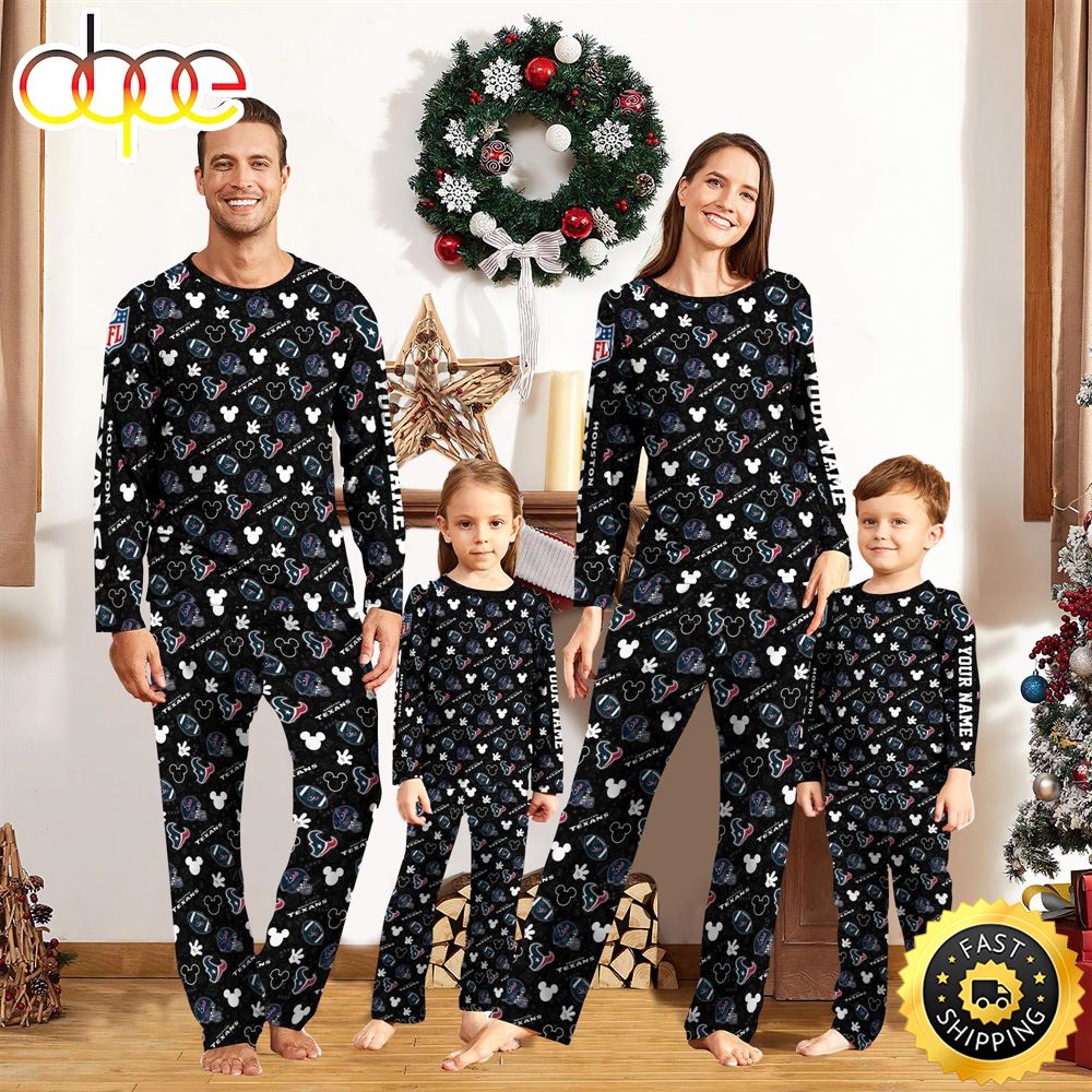 Houston Texans NFL And Mickey Mouse Pajamas Custom Your Name pqmkdl