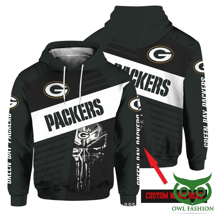 HphSuV3Z 39 PERSONALIZED GREEN BAY PACKERS SKULL 3D HOODIE