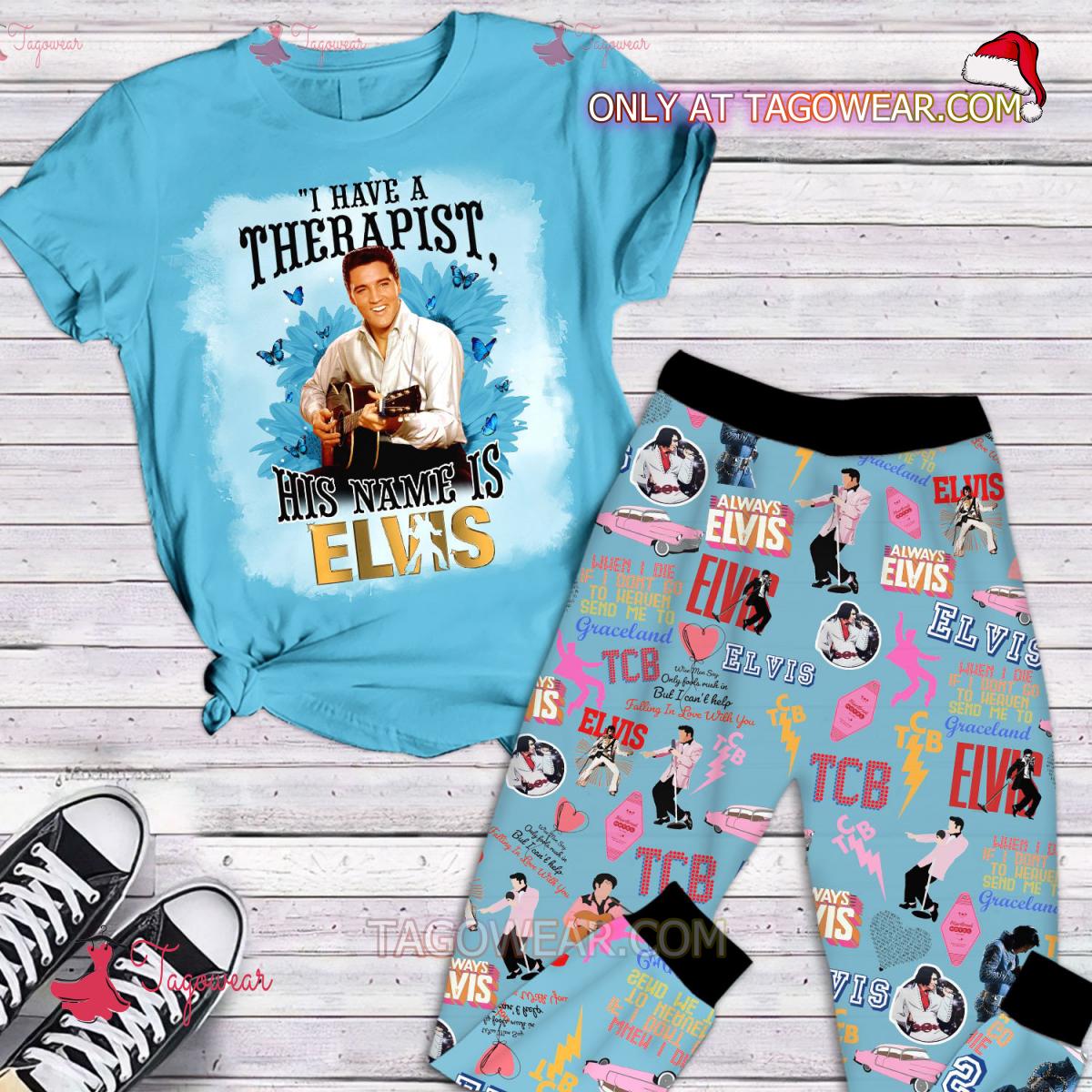 I Have A Therapist His Name Is Elvis Presley Pajamas Set