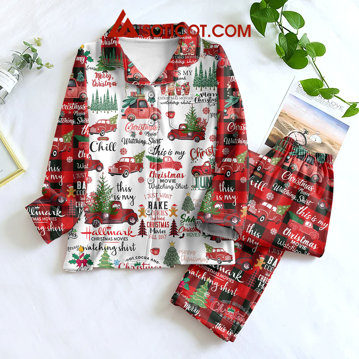 I Just Want To Bake Cookies And Watch Christmas Movies All Day Holidays Winter Silk Pajamas Set2B1 uuTIi