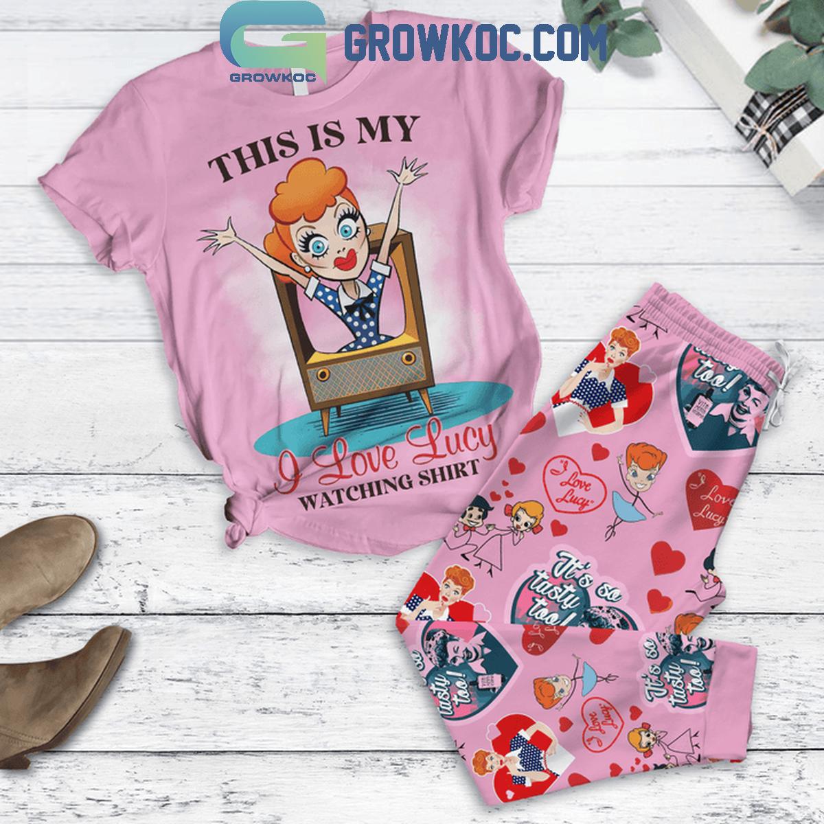 I Love Lucy This Is My Watching Shirt Fleece Pajamas Set 1 Y2leT