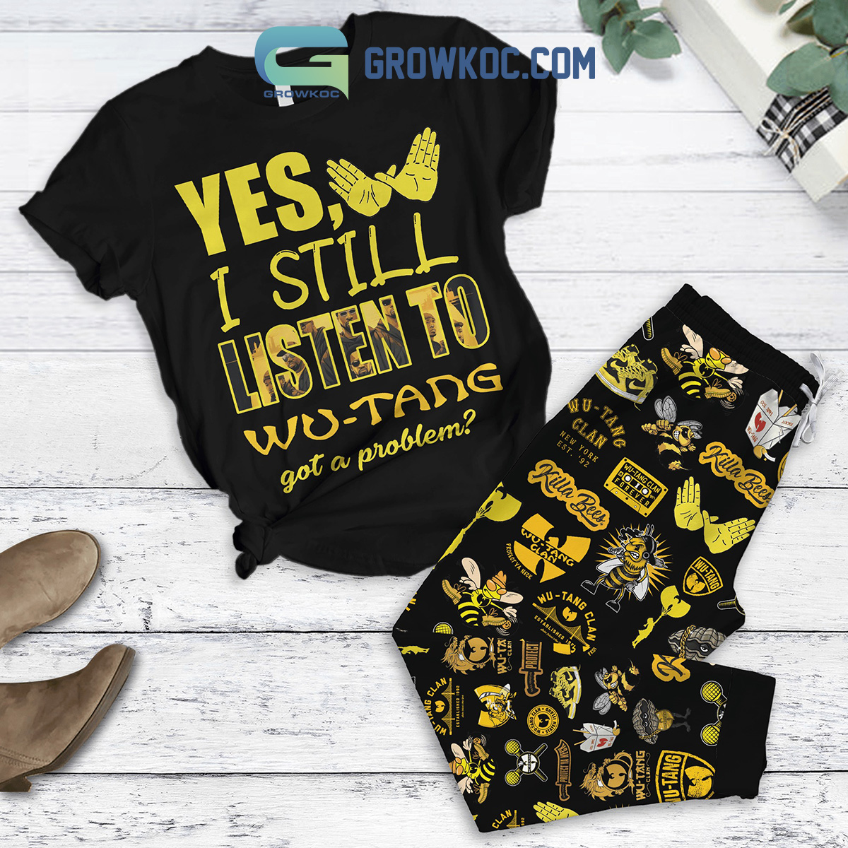 I Still Listen To Wu Tang Got A Problem Fleece Pajamas Set2B1 H6EtR