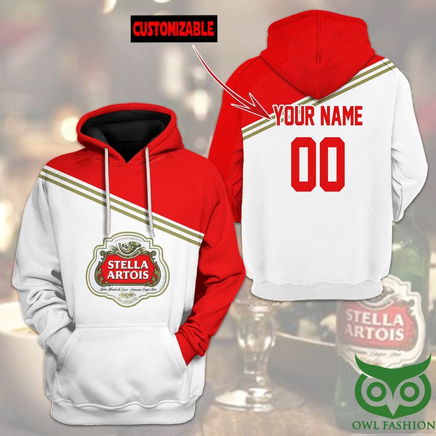 IHb7yxNe 20 Custom Name Number Stella Artois Beer Brand Hoodie