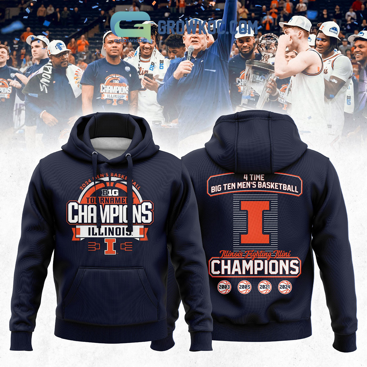 Illinois Fighting Illini 4 Times Big Ten Mens Basketball Champions Hoodie Shirts2B1 RFsil