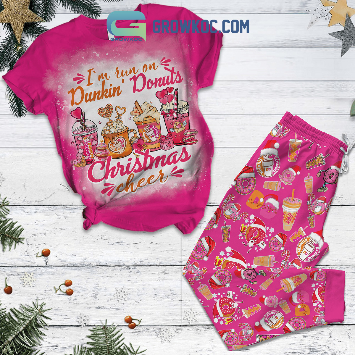 Im Run On Dunkin Donuts Christmas Cheer Pajamas Set2B1 YJtmG