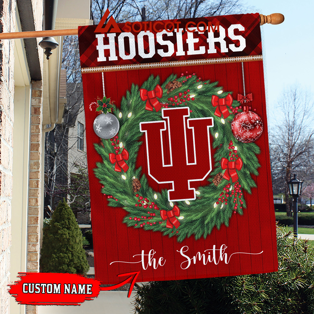 Indiana Hoosiers NCAA Football Christmas Personalized House Garden Flag2B1 i5kQb