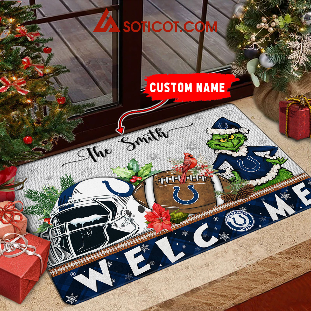 Indianapolis Colts Grinch Welcome Christmas Football Personalized Doormat2B1 pcJBa