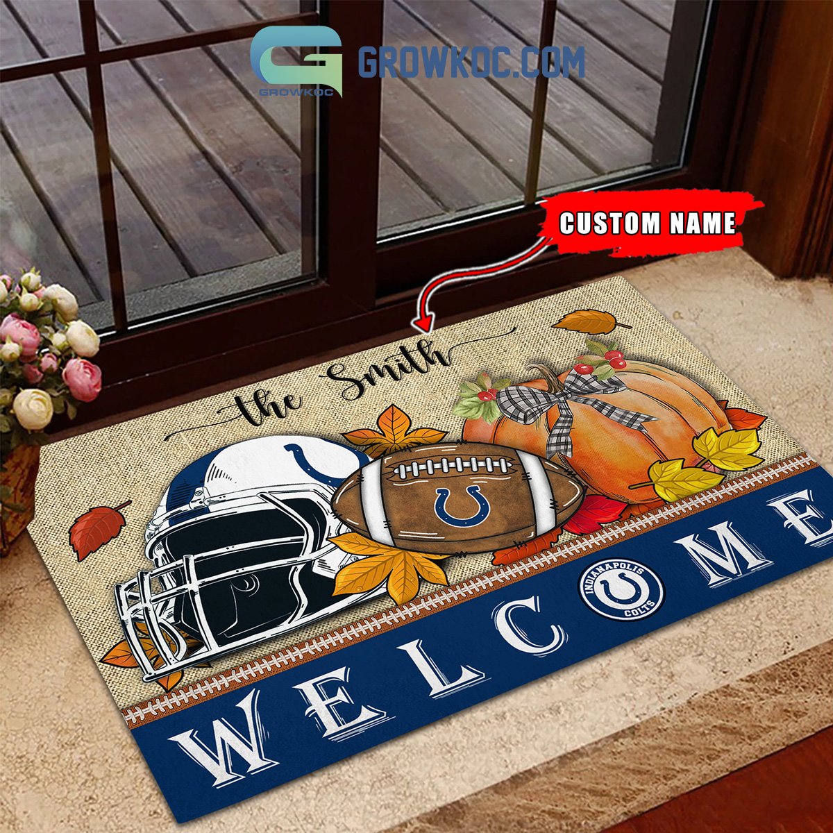 Indianapolis Colts NFL Welcome Fall Pumpkin Personalized Doormat2B1 yyqLv