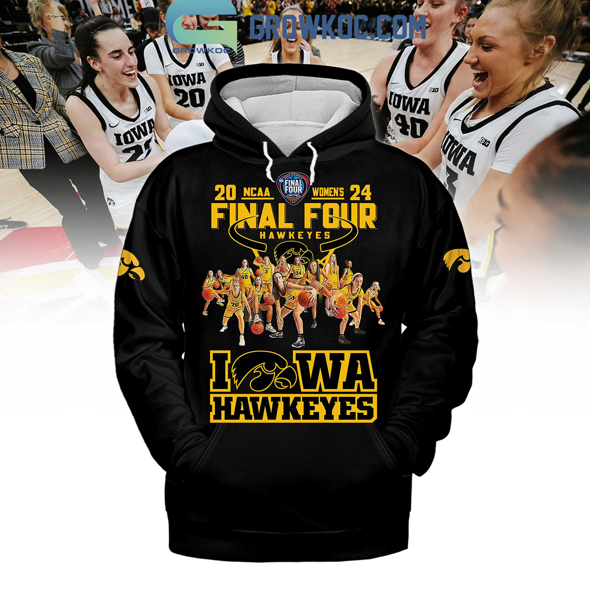 Iowa Hawkeyes 2024 NCAA Womens Final Four Black Version Hoodie Shirts2B1 7v3w3