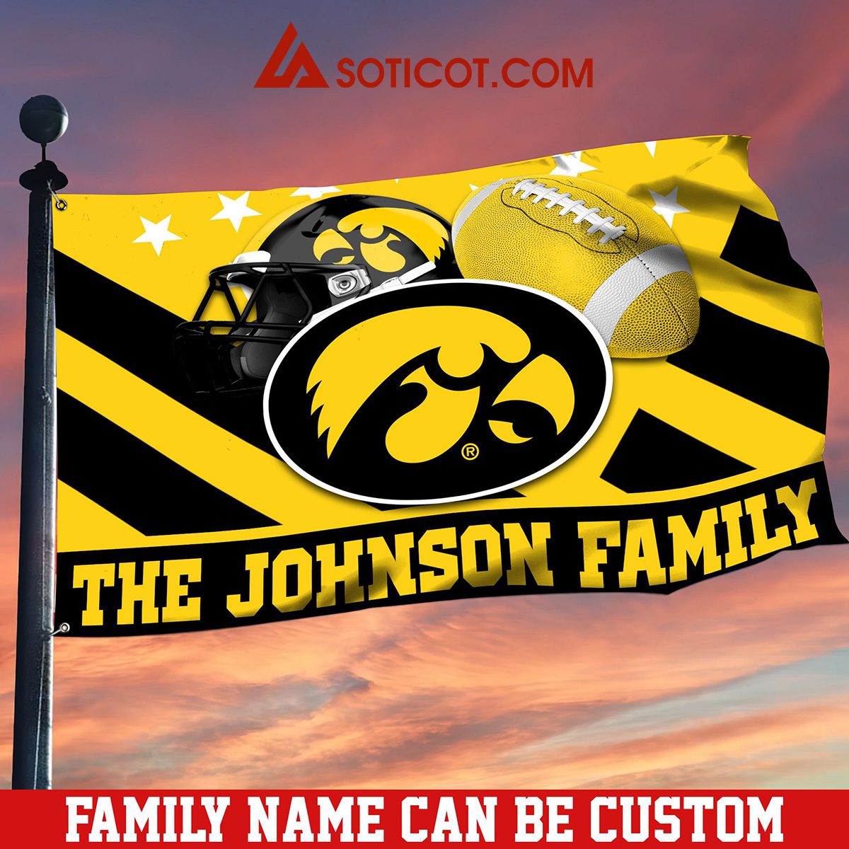 Iowa Hawkeyes Family Name Personalized House Garden Flags2B1 SAlAn