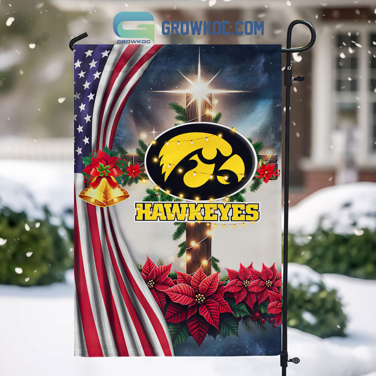 Iowa Hawkeyes NCAA Jesus Christmas House Garden Flags2B1 gwZlm