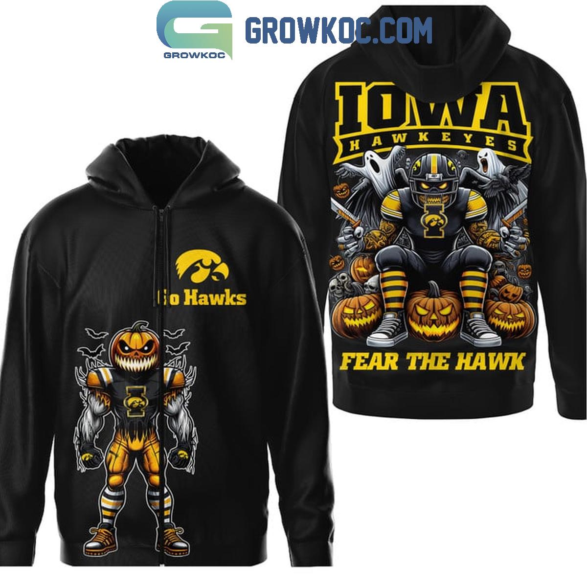 Iowa Hawkeyes Spooky Fear The Hawk Go Hawks Hoodie T Shirt 1 V6u3r