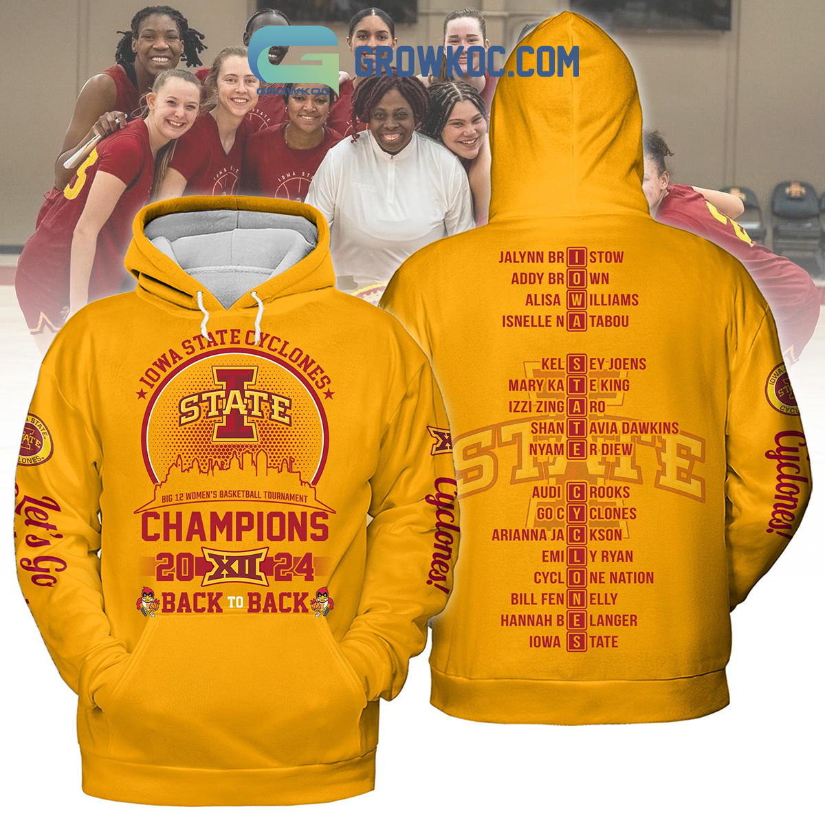 Iowa State Cyclones Big 12 Basketball Champions 2024 Hoodie Shirts Yellow Design2B1 nzRNz