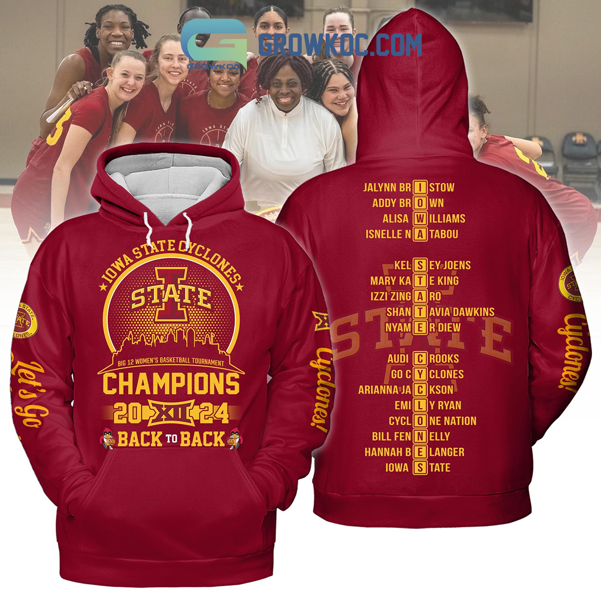 Iowa State Cyclones Big 12 Basketball Champions 2024 Red Version Hoodie Shirts2B1 fvVf0