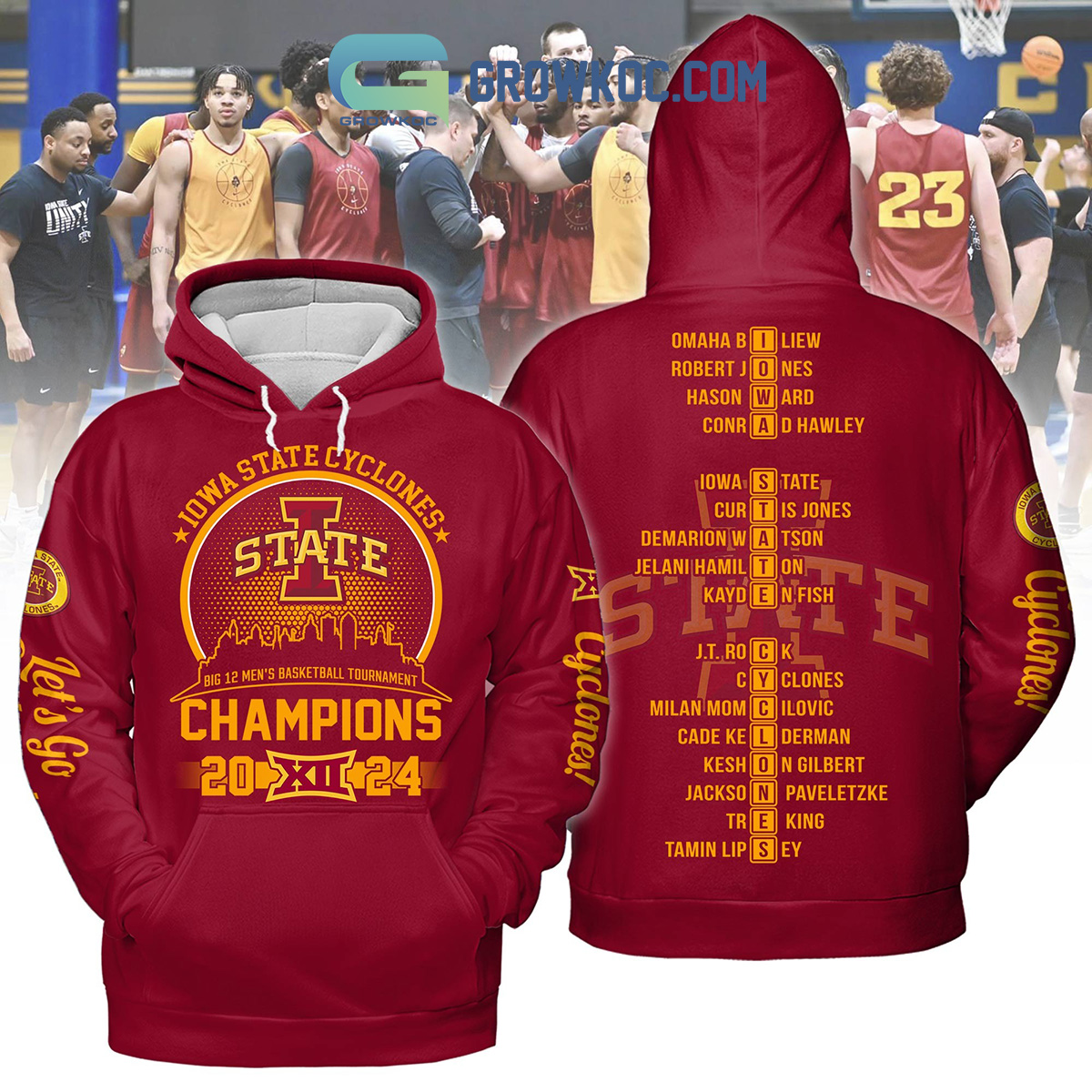 Iowa State Cyclones Big 12 Mens Basketball Tournament Champions 2024 Gold Design Hoodie T Shirt2B1 eFrOp