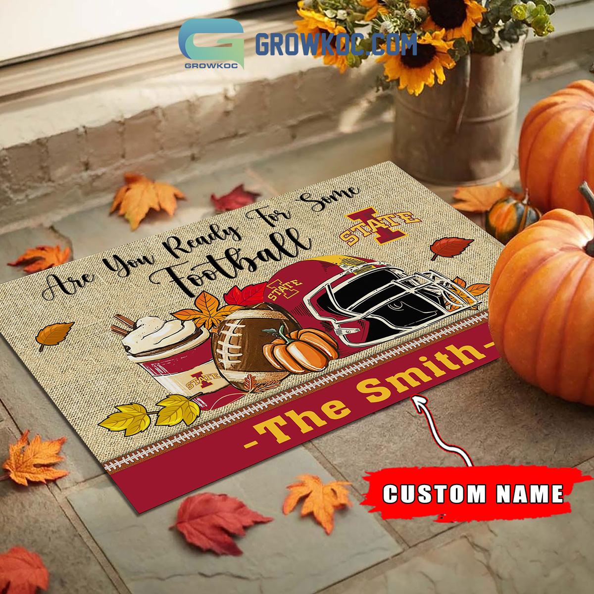 Iowa State Cyclones NCAA Fall Pumpkin Are You Ready For Some Football Personalized Doormat2B1 CdLh2