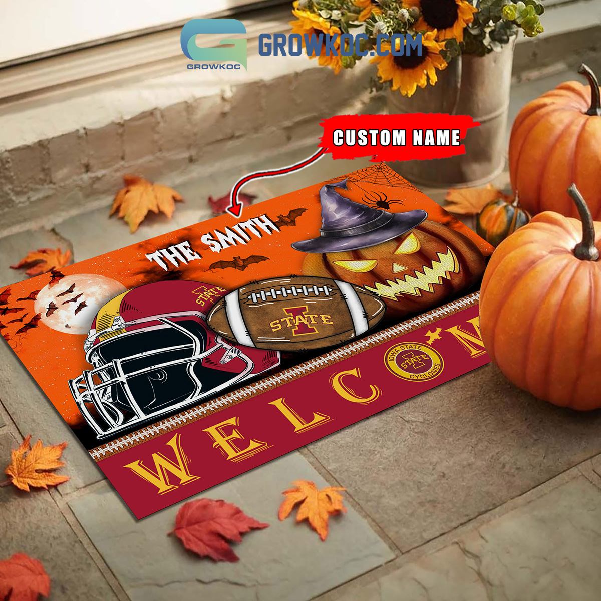 Iowa State Cyclones NCAA Football Welcome Halloween Personalized Doormat2B1 C06lT