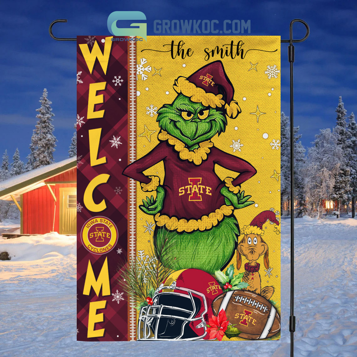 Iowa State Cyclones NCAA Grinch Football Welcome Christmas House Garden Flag2B1 aSult