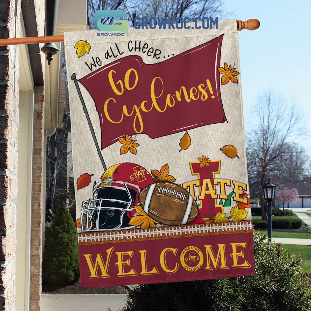 Iowa State Cyclones NCAA Welcome We All Cheer Go Cyclones House Garden Flag2B1 udTf9