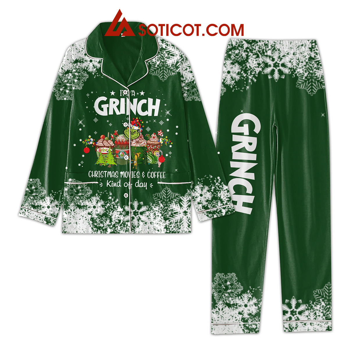 Its A Grinch Christmas Movies And Coffee Kind Of Day Pajamas Set2B1 I36CT