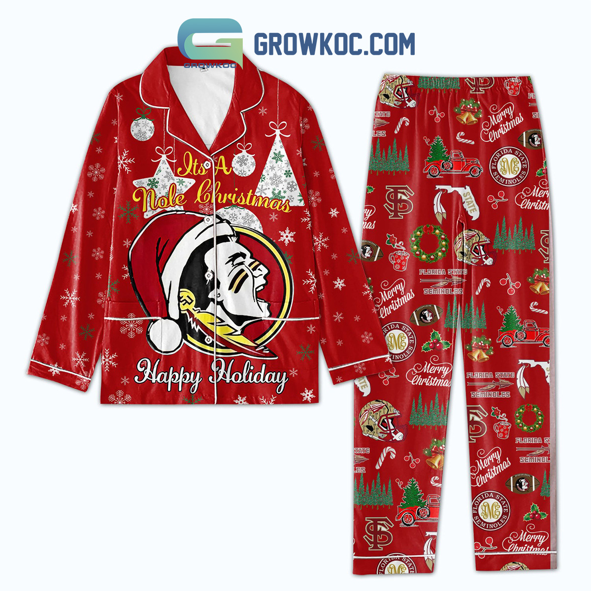 Its A Nole Christmas Happy Holiday Pajamas Set2B1 5KKNz