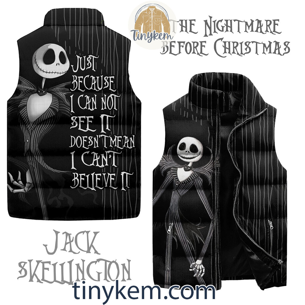 Jack Skellington Christmas Puffer Sleeveless Jacket2B1 nQeCL