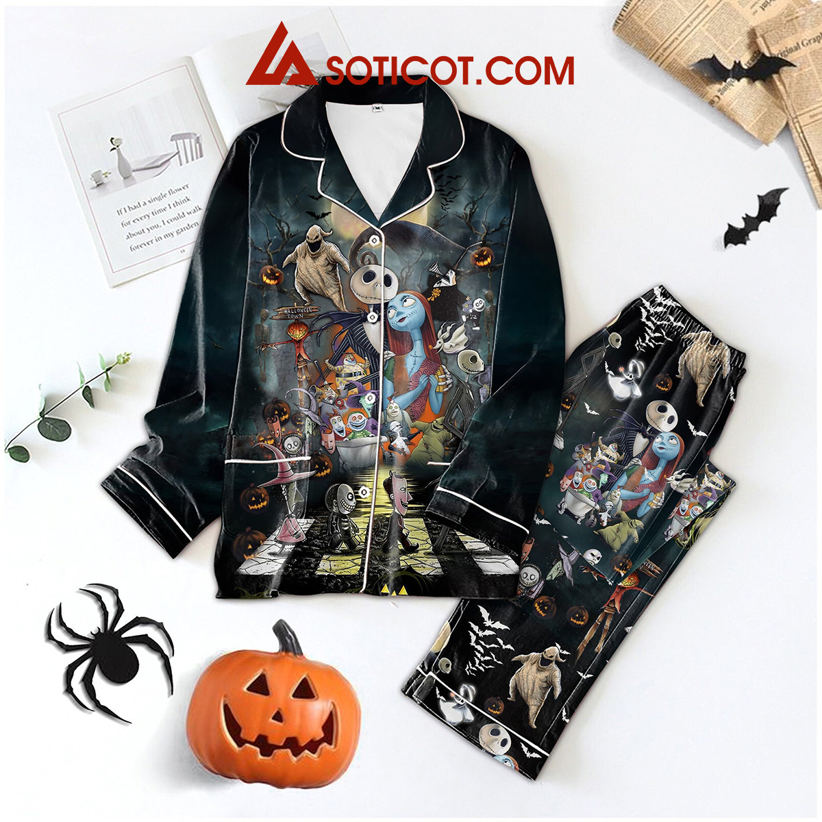 Jack Skellington Halloween Nightmare Pajamas Set2B1 TsUJU