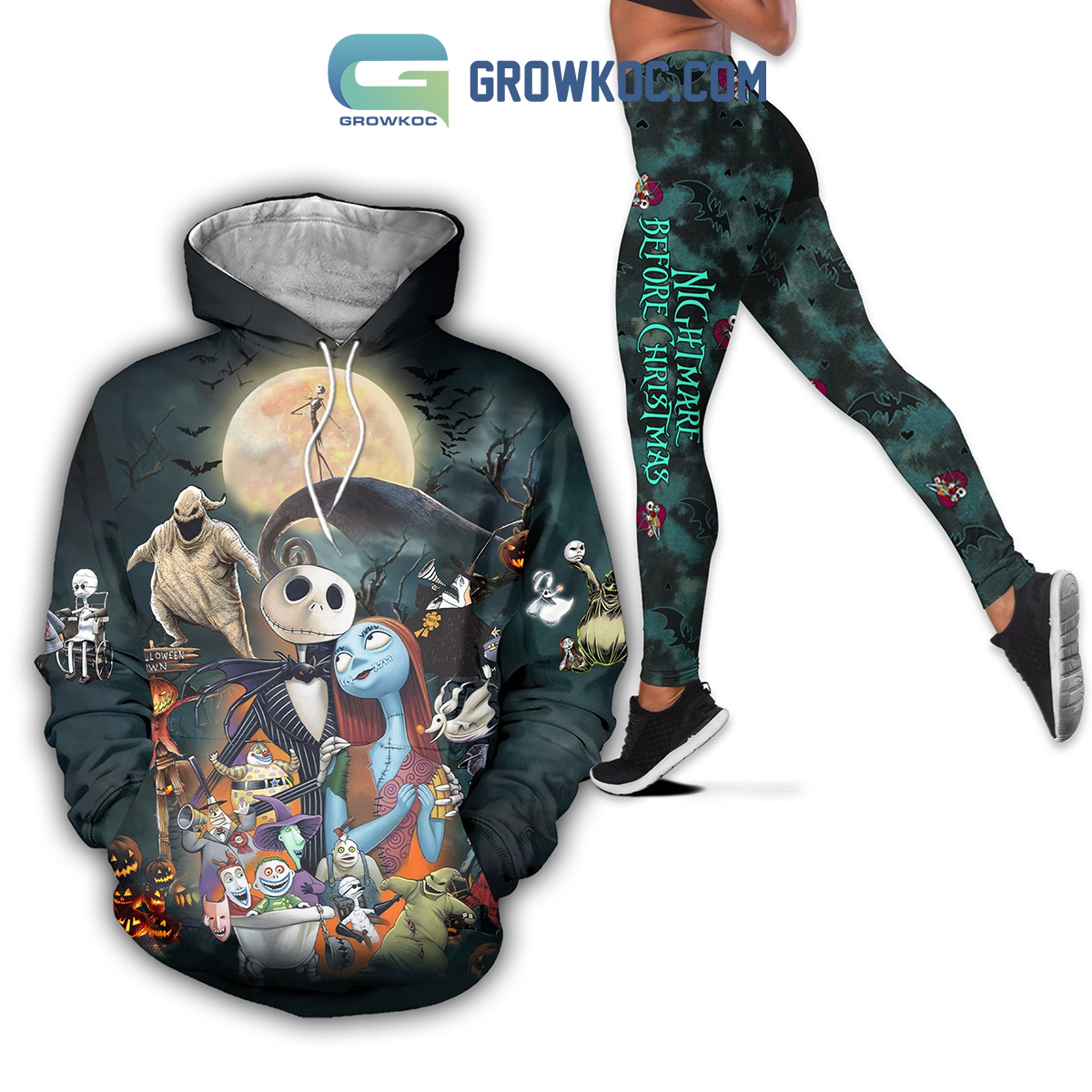 Jack Skellington Nightmare Before Christmas Hoodie Leggings Set2B1 GMgux