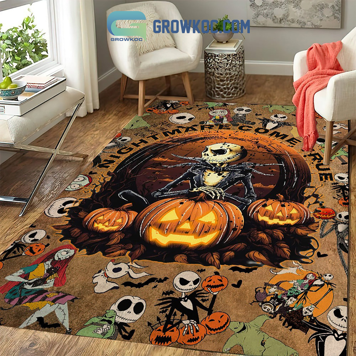 Jack Skellington Nightmare Come True Pumpkin Halloween Home Decor Rectangle Rug Carpet2B1 IQxMQ