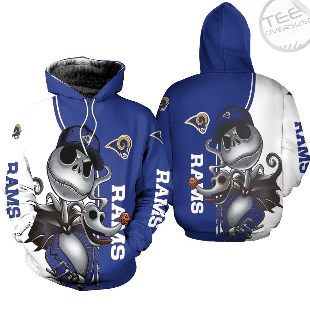 Jack Skellington and Zero All Over Print Hoodie Los Angeles Rams Edition 0