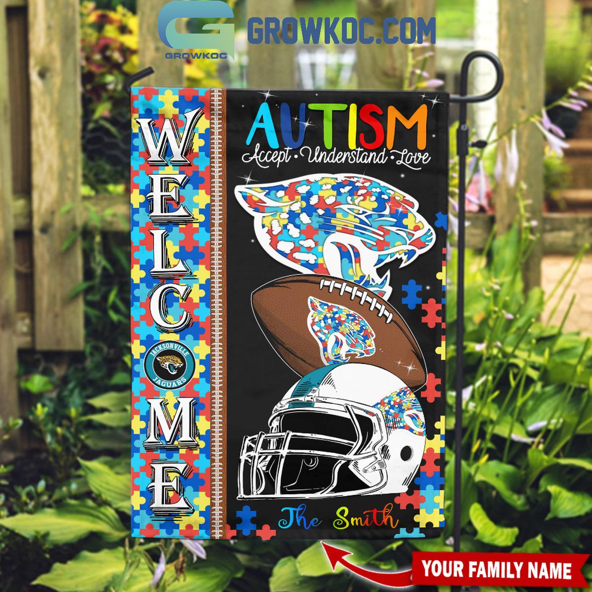 Jacksonville Jaguars Autism Accept Understand Love Personalized Flag 1 fMVdq