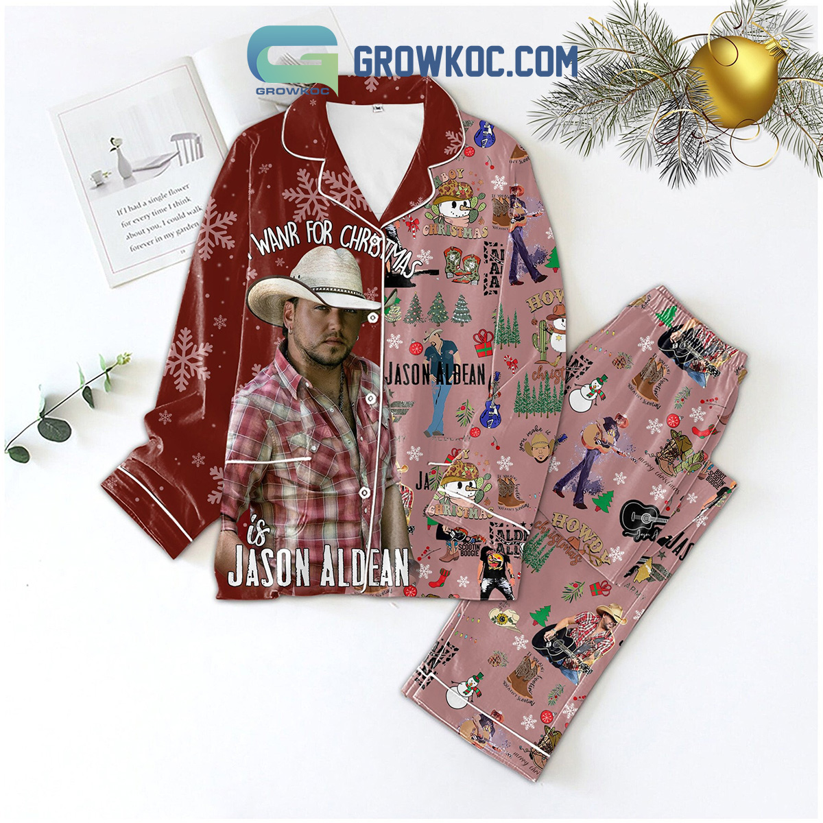 Jason Aldean I Wanr For Christmas Pajamas Set2B1 4ClVx