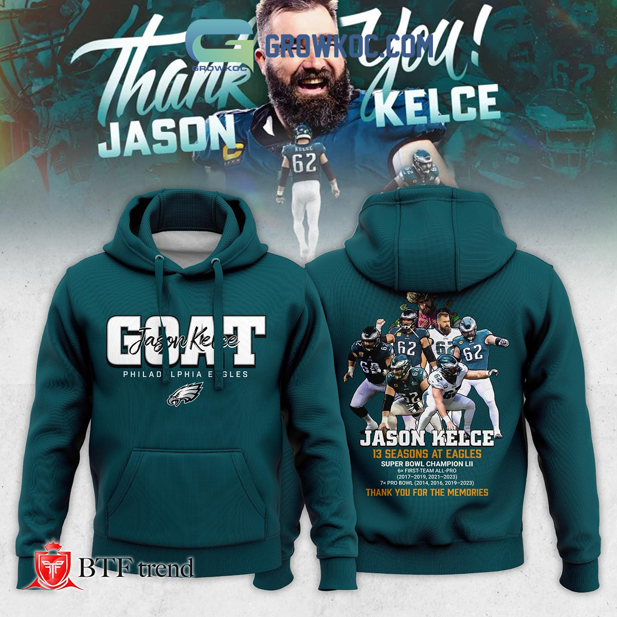 Jason Kelce 13 Seasons 2BAt Philadelphia Eagles Hoodie Shirts2B1 844zv