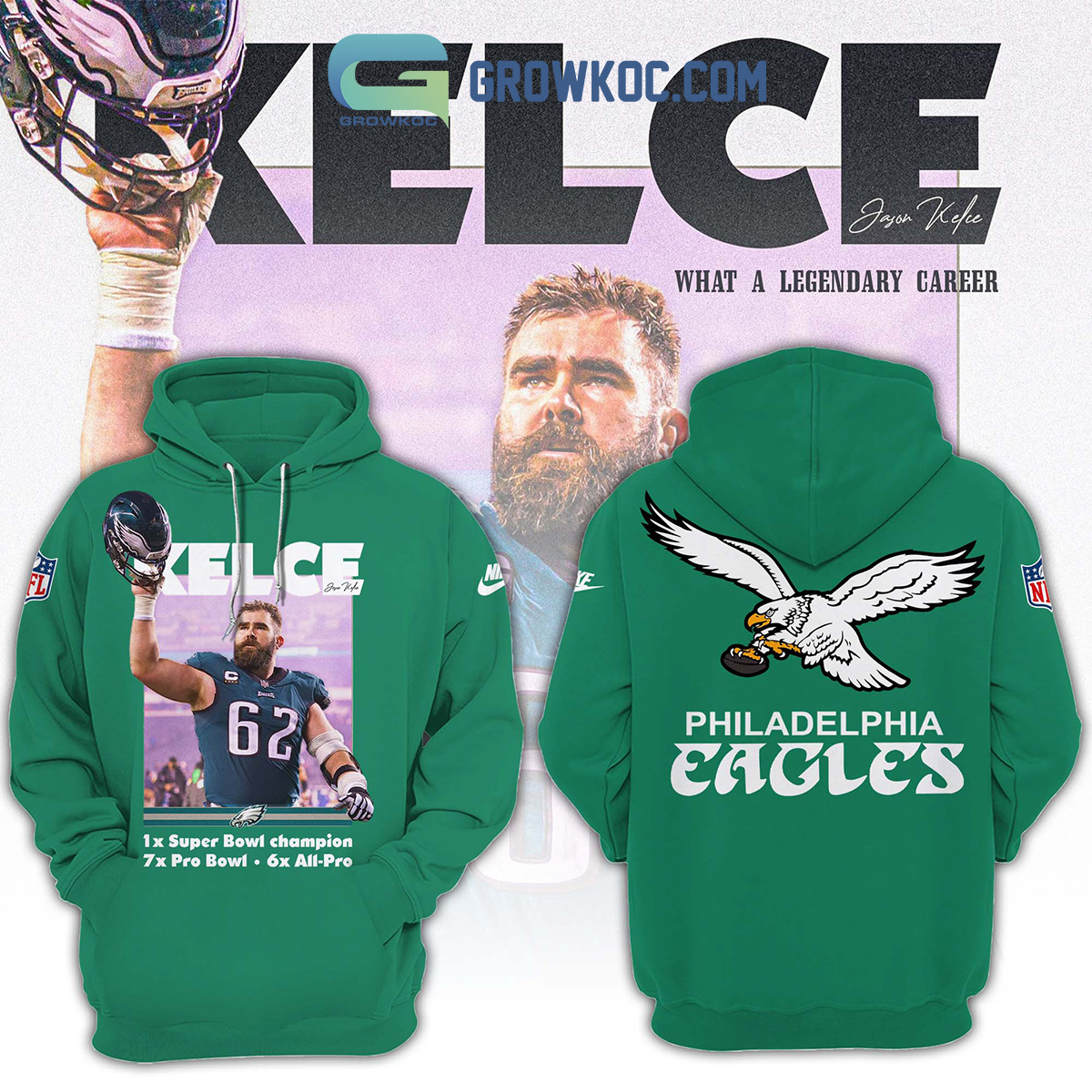 Jason Kelce Philadelphia Eagles Legend Hoodie Shirts Green Design2B1 ps0N4