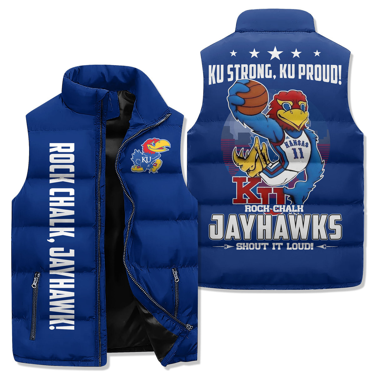 Jayhawks Basketball Puffer Sleeveless Jacket Ku Strong2C Ku Proud2B1 9xgED