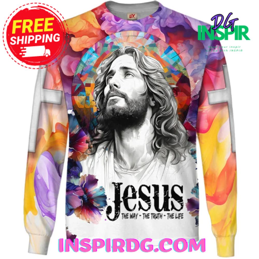 Jesus The May The Truth The Life Colorful Sweatshirt 2